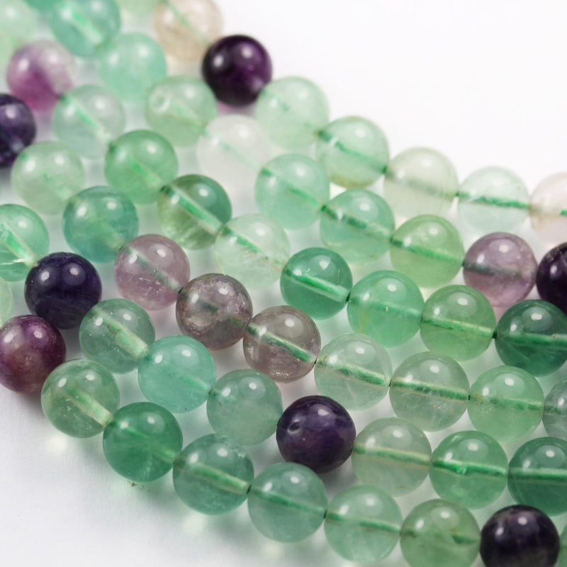 Fluorite, 10mm Round Natural Gemstone Strand, hole 1mm, 16inch, 40 beads