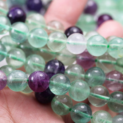 Fluorite, 10mm Round Natural Gemstone Strand, hole 1mm, 16inch, 40 beads