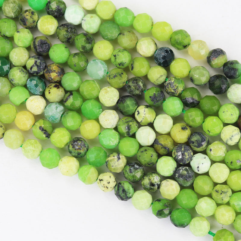 35%off Natural Green Agate, 3mm Faceted Round Gemstone Strand, One full strand , about 110 beads , 0.6mm hole