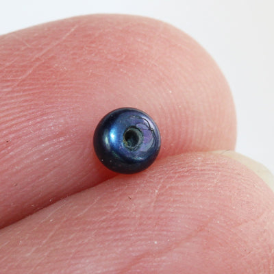 Freshwater Pearl, 4mm AAA Half Drilled Black Color, Button Round Pearl Studs ,for Making earring/Ring , hole 1mm