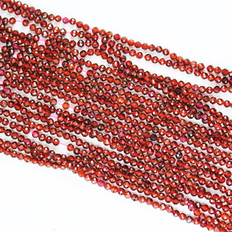 Orange Garnet, 3mm Faceted Round Gemstone, One full strand  Gemstone, hole 0.6mm,16"