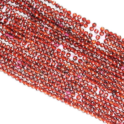 Orange Garnet, 3mm Faceted Round Gemstone, One full strand  Gemstone, hole 0.6mm,16"