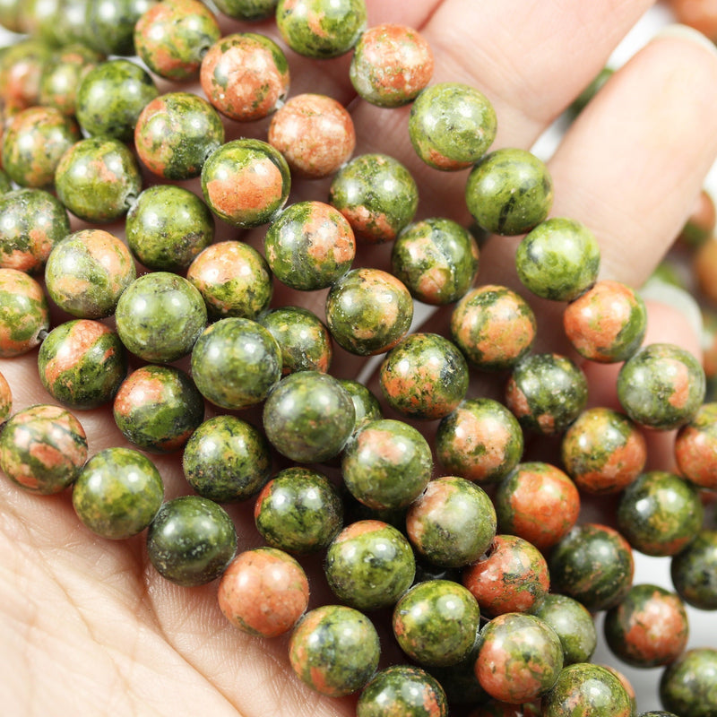 Unakite, 8mm round beads gemstone strand, one full strand 15.5inch, 1mm hole, about 50beads