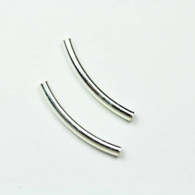 8pcs 1.5mm*25mm  925 Sterling silver jewellery Findings Curved Tube Beads, 1mm hole