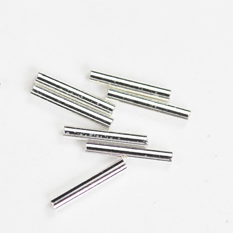 Silver tube beads 20pcs 10*1.5mm diameter 925 sterling silver jewellery findings tube beads, hole0.8 mm