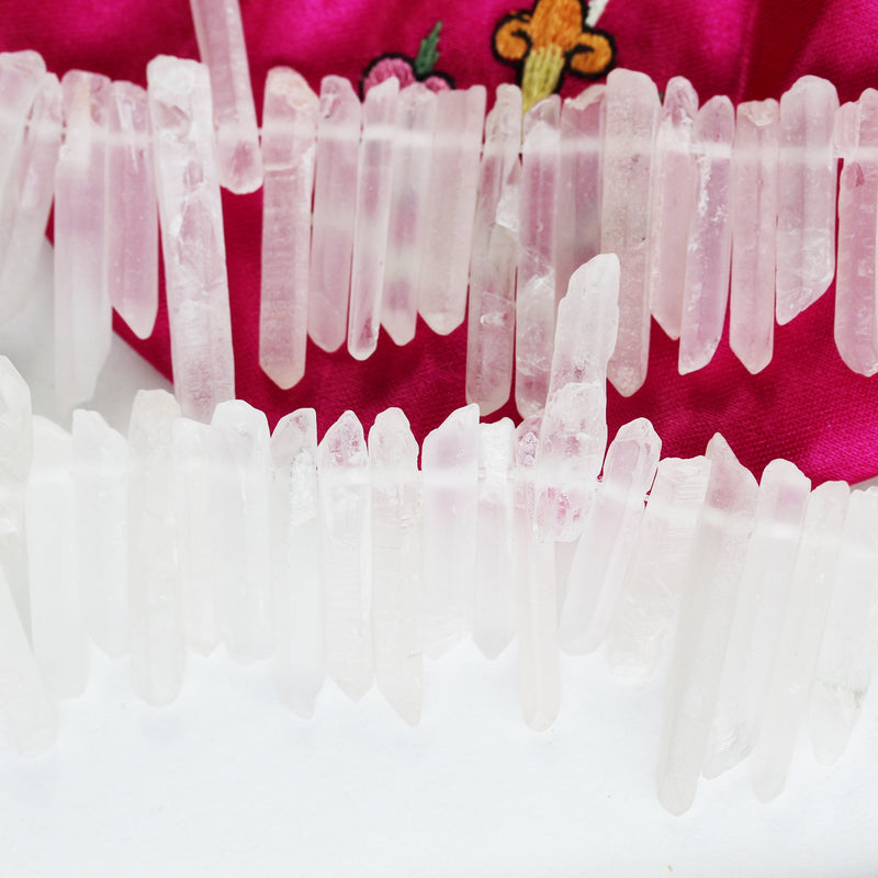 Matte Clear Quartz, natural gemstone stick point beads, 15.5inch, 20-35mm*4-6mm thick, 16" strand