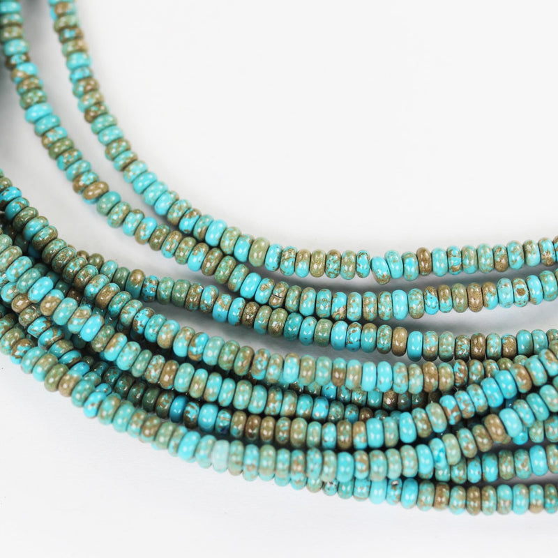 Turquoise, 4mm rondelle donut, 15.5 inch, gemstone strand, blue & brown color, 2mm thick, about 160 pcs