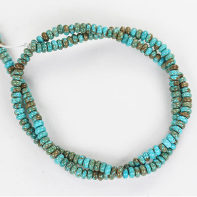 Turquoise, 4mm rondelle donut, 15.5 inch, gemstone strand, blue & brown color, 2mm thick, about 160 pcs