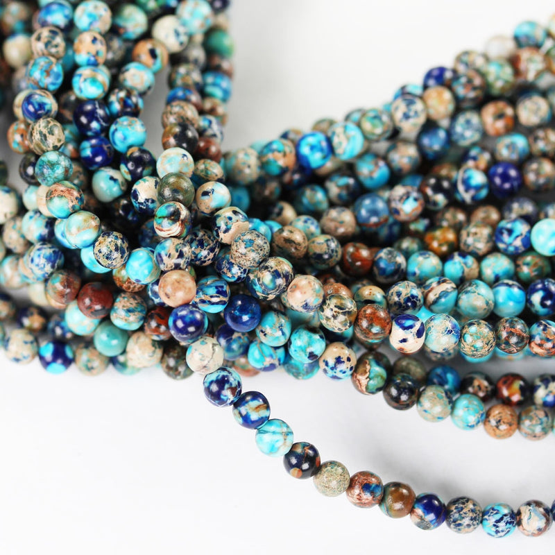 Blue Impression Jasper, 4mm round Blue Jasper gemstone, one full strand beads, 16inch, about 90 beads, 1mm hole