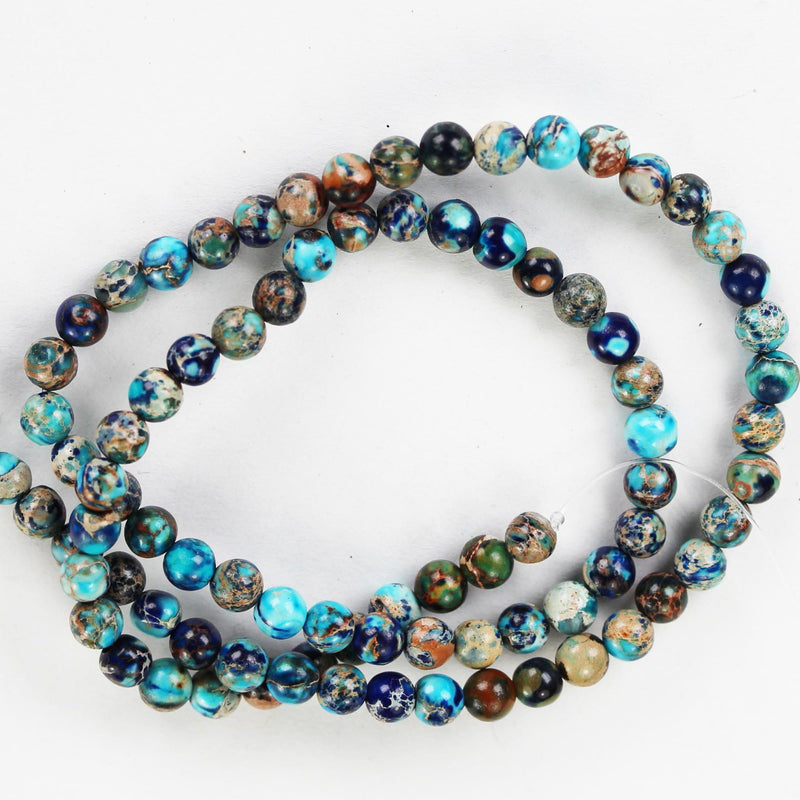 Blue Impression Jasper, 4mm round Blue Jasper gemstone, one full strand beads, 16inch, about 90 beads, 1mm hole