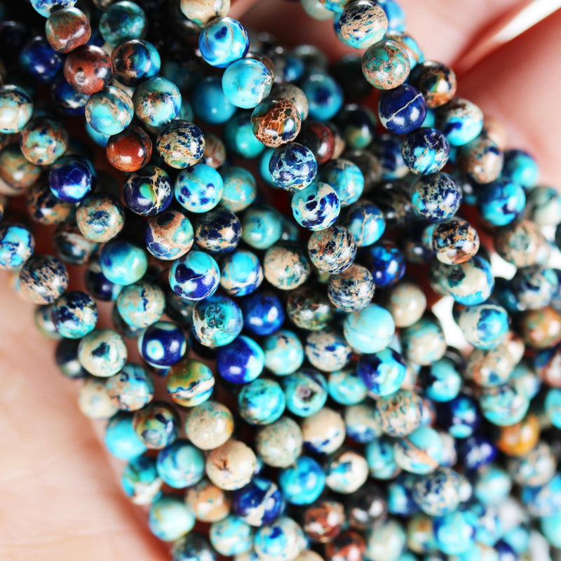 Blue Impression Jasper, 4mm round Blue Jasper gemstone, one full strand beads, 16inch, about 90 beads, 1mm hole