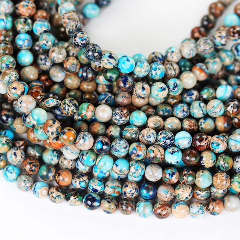 Blue Impression Jasper, 6mm round Blue Jasper gemstone, one full strand beads, 16inch, about 60 beads, 1mm hole