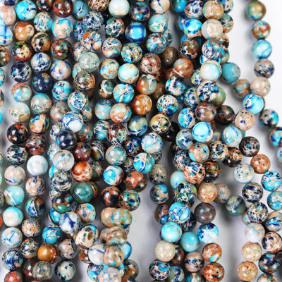 Blue Impression Jasper, 6mm round Blue Jasper gemstone, one full strand beads, 16inch, about 60 beads, 1mm hole