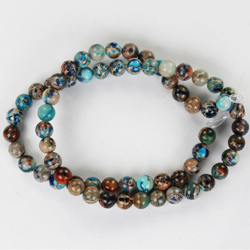 Blue Impression Jasper, 6mm round Blue Jasper gemstone, one full strand beads, 16inch, about 60 beads, 1mm hole