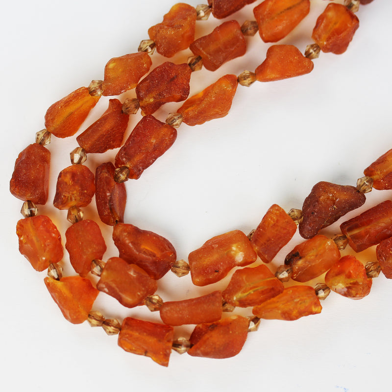 Natural Raw Amber Necklace, Genuine Gemstone, 10-12*8-10 mm Beads, Natural Amber Strand, 15.5inch , 1mm hole