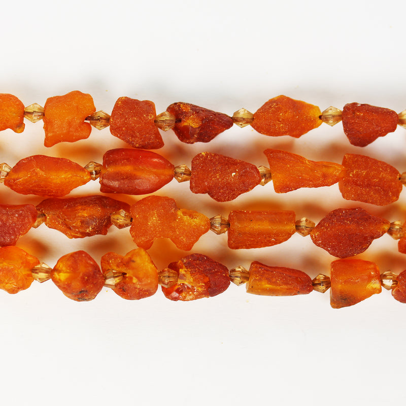 Natural Raw Amber Necklace, Genuine Gemstone, 10-12*8-10 mm Beads, Natural Amber Strand, 15.5inch , 1mm hole