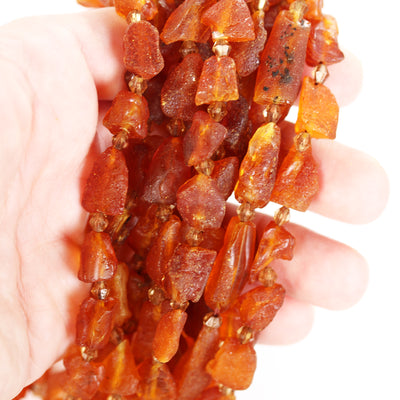 Natural Raw Amber Necklace, Genuine Gemstone, 10-12*8-10 mm Beads, Natural Amber Strand, 15.5inch , 1mm hole
