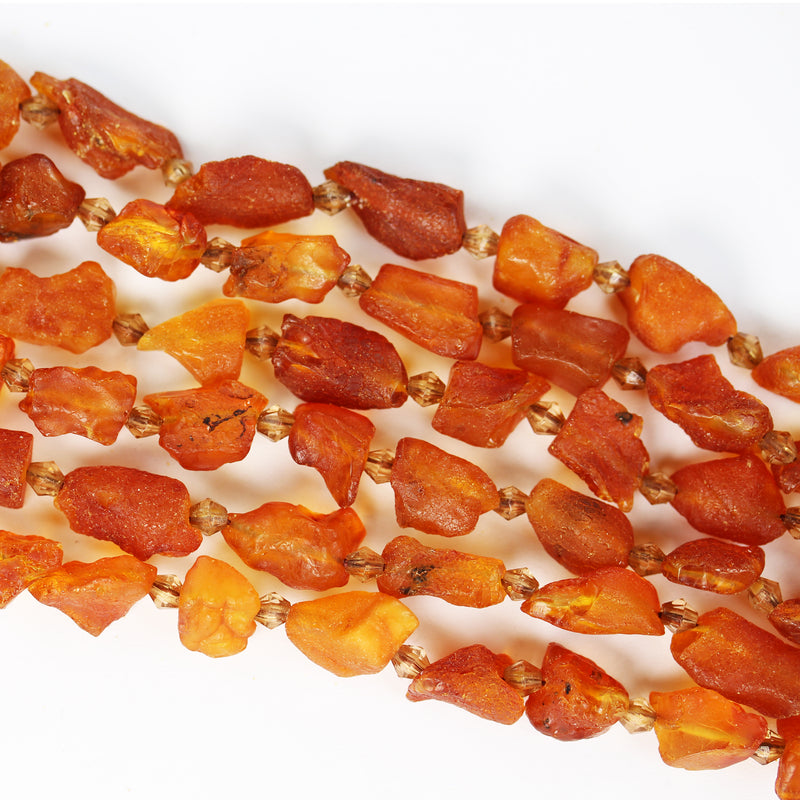 Natural Raw Amber Necklace, Genuine Gemstone, 10-12*8-10 mm Beads, Natural Amber Strand, 15.5inch , 1mm hole