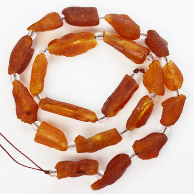 Natural Raw Amber Necklace, Genuine Gemstone, 10-12*8-10 mm Beads, Natural Amber Strand, 15.5inch , 1mm hole